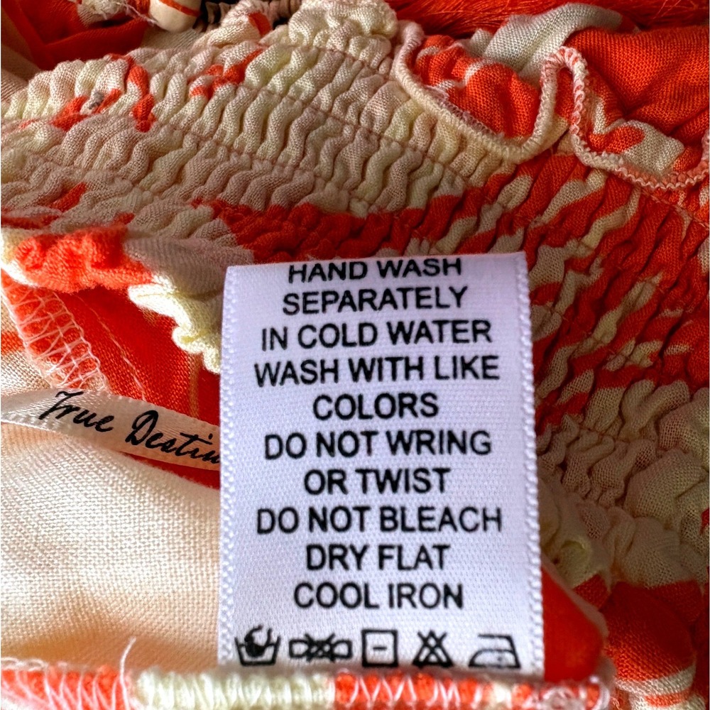 True Destinations Orange Floral Botanical Wide Leg Pants, Small, Beach Resort - Picture 9 of 9